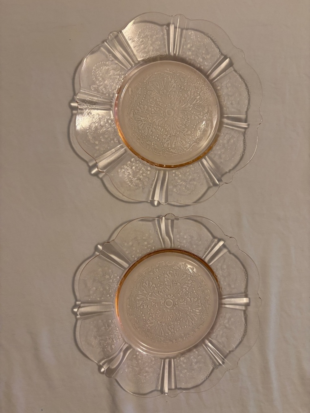 Macbeth-Evans glass “American Sweetheart” pattern side plates- Set of 2